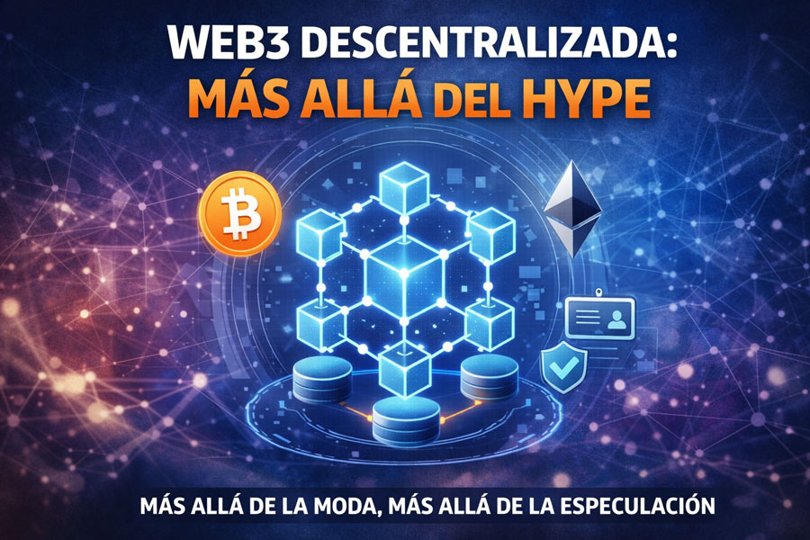 Concepto de Web3 descentralizada y conectada en el año 2026