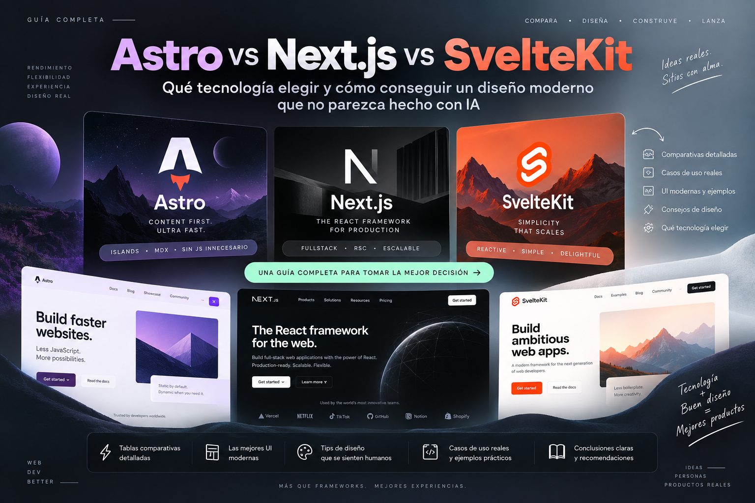Astro, Next.js y SvelteKit comparados: tecnologías para crear webs modernas en 2026