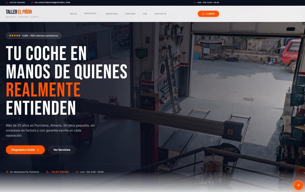 Taller El Piñón — Web · Automoción