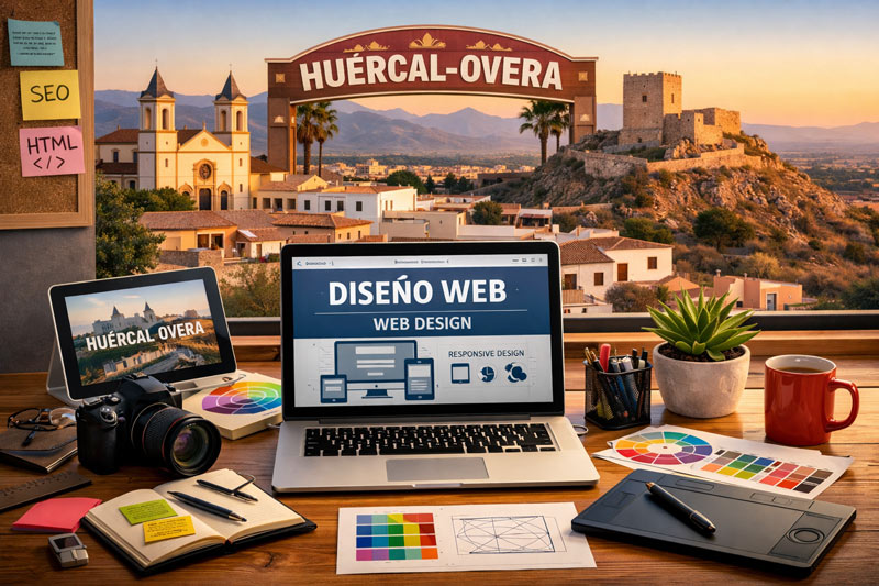 Diseño Web en Huércal-Overa - Vista del pueblo con la Iglesia y el Castillo